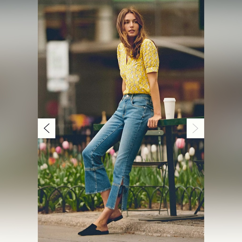 Pilcro High-Rise Cropped Flare Ankle Tie Jeans Size 28